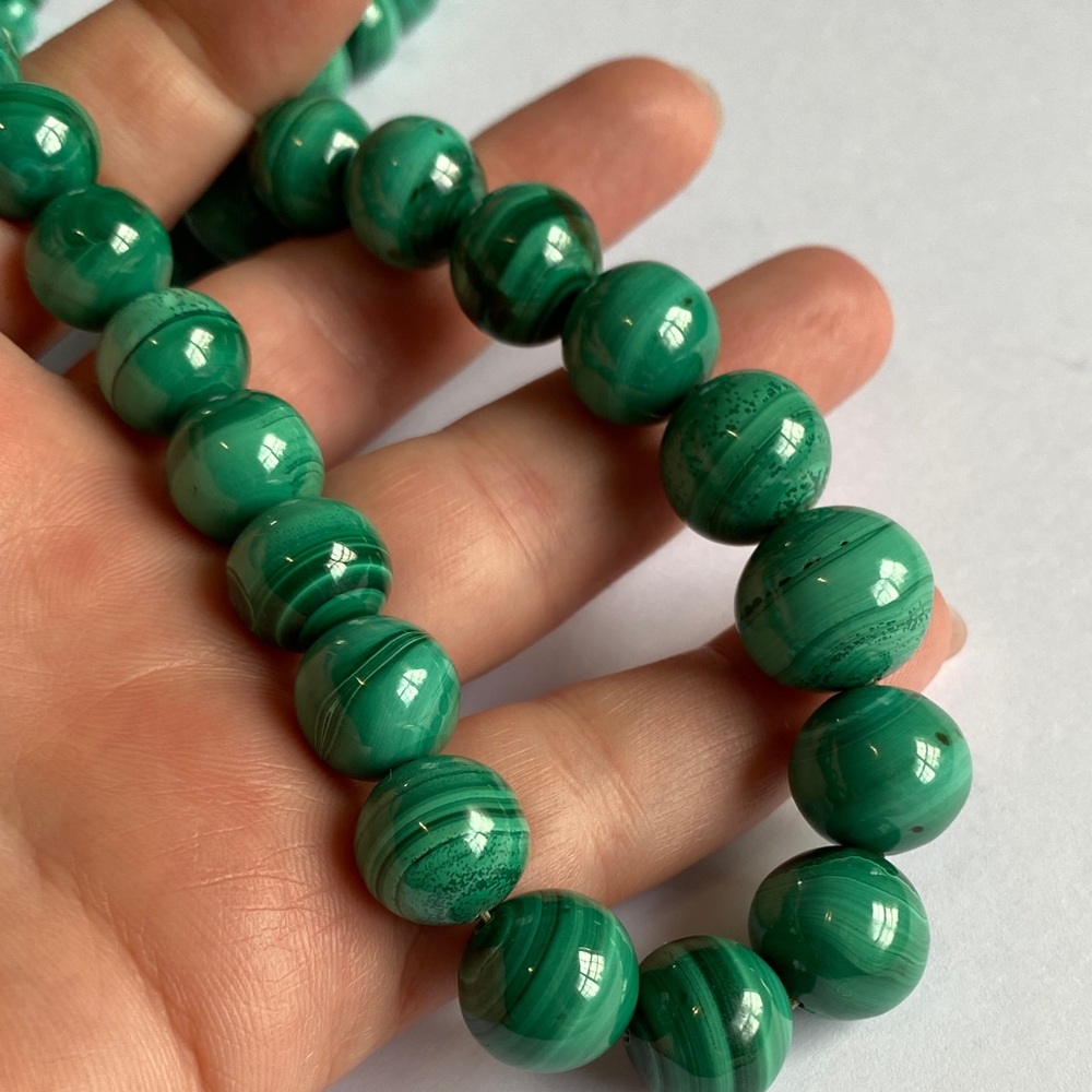 Vintage Malachite Bead Necklace